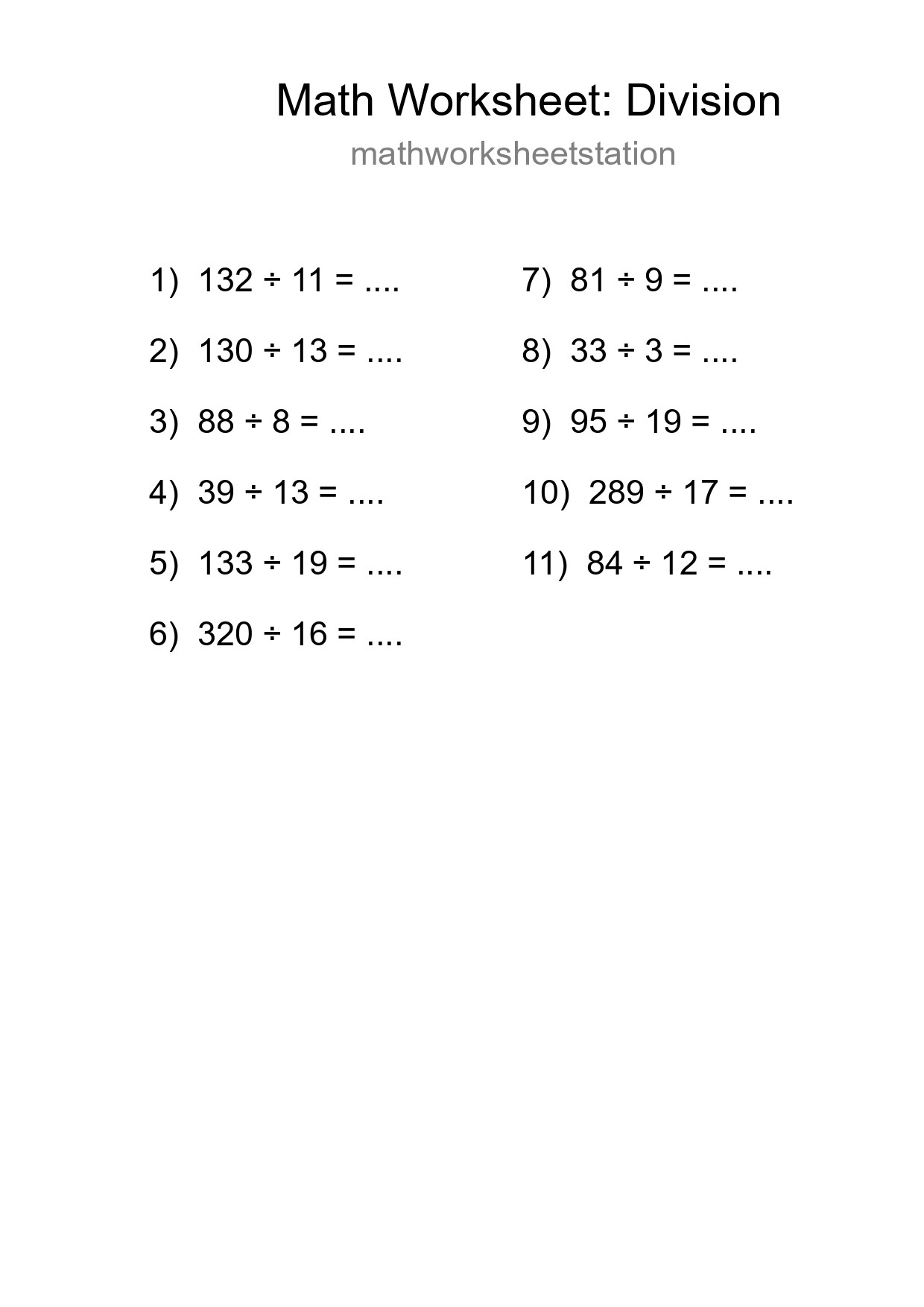Free 11 Division Math Worksheet For Grade 2 With Answers - Part 204