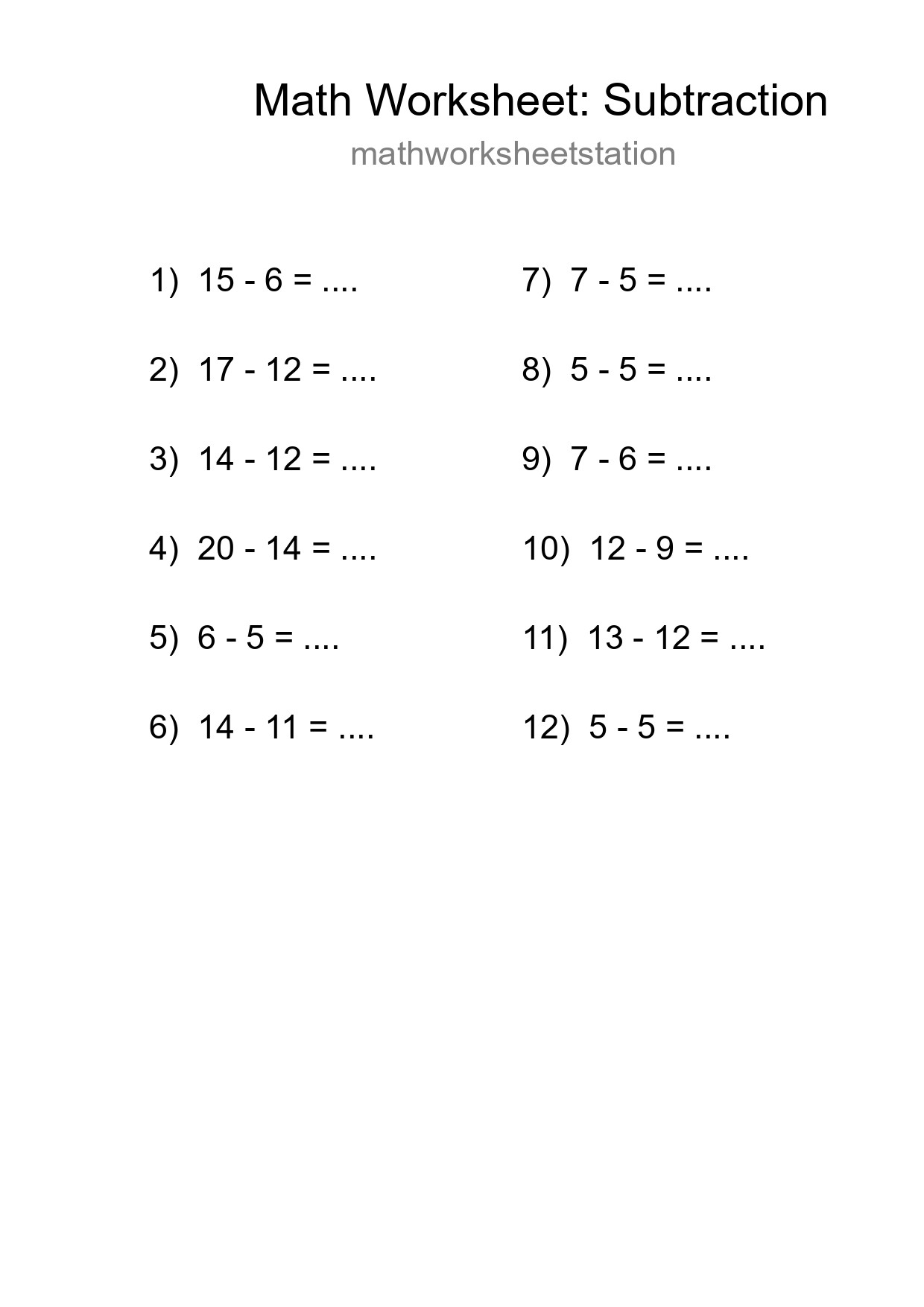 Free 12 Subtraction Math Worksheet For Grade 2 With Answers - Part 68