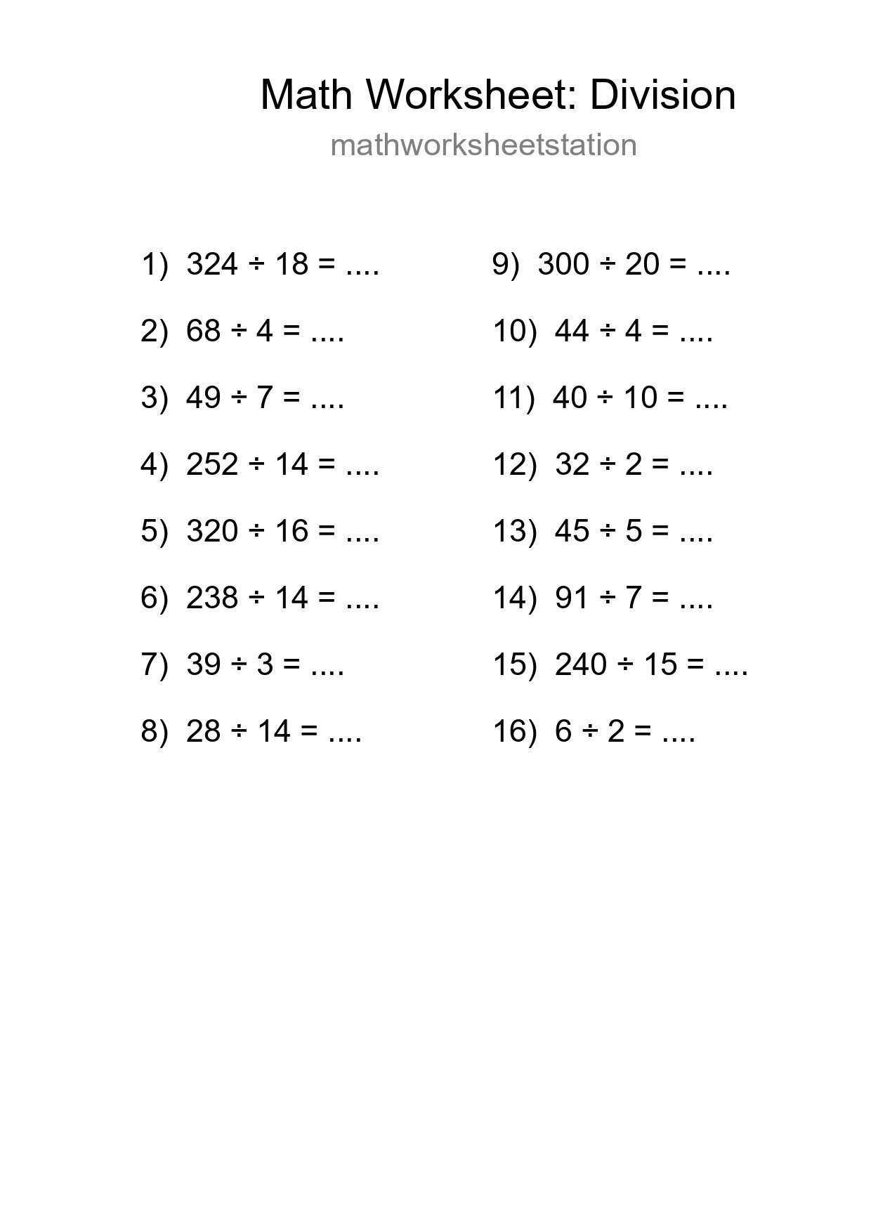 Free 16 Division Math Worksheet For Grade 2 - Part 124