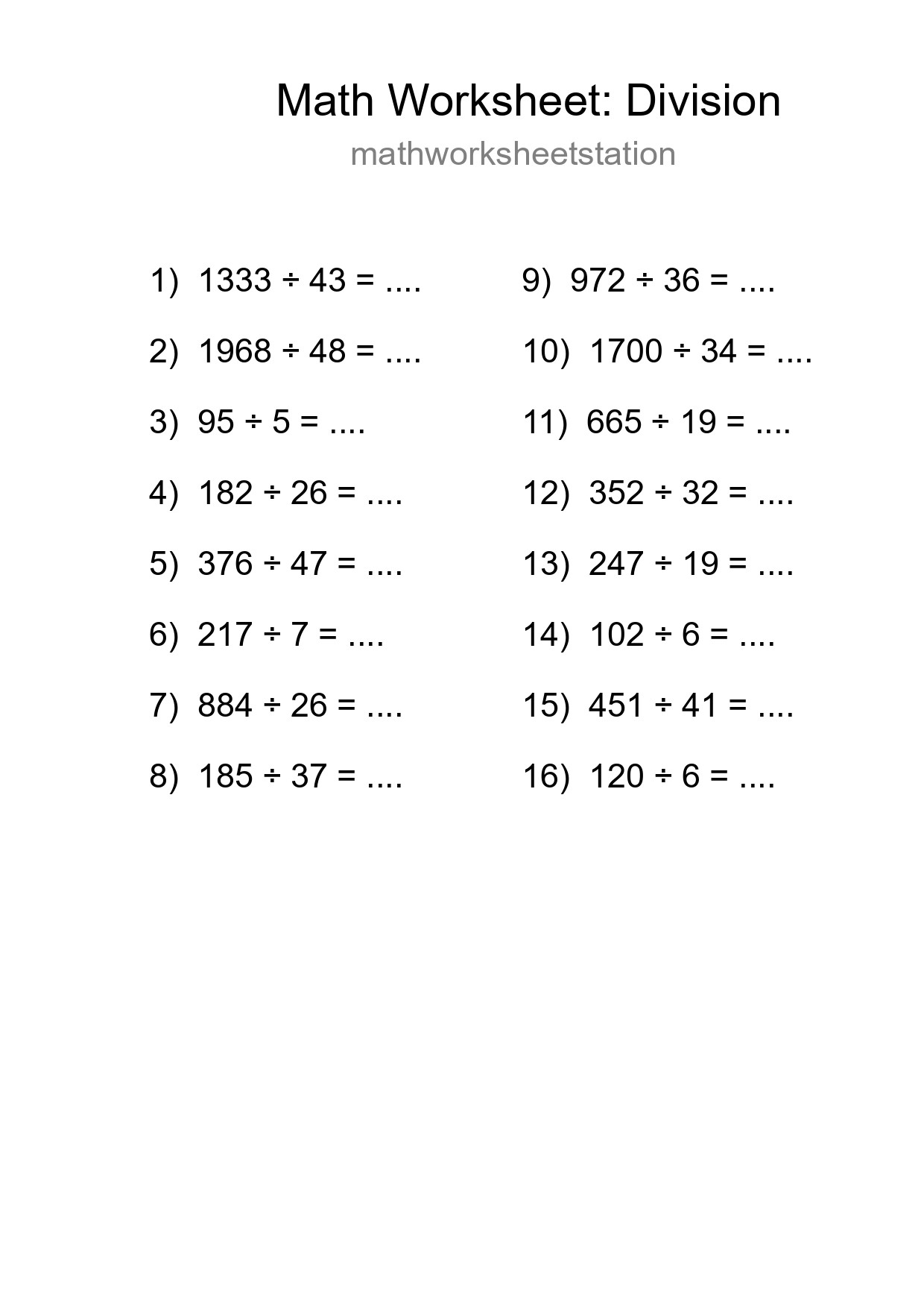 Free 16 Division Math Worksheet For Grade 2 - Part 194