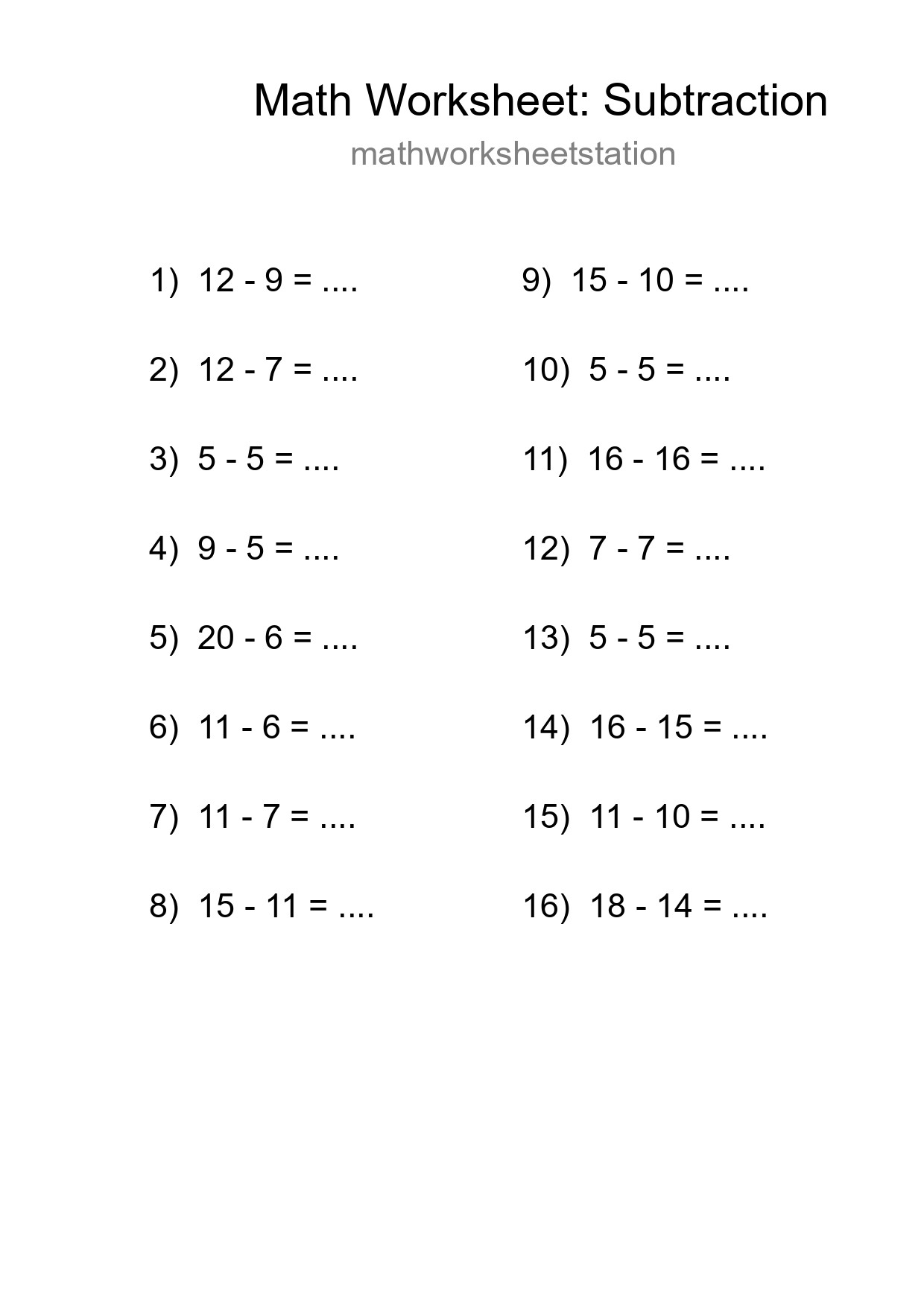 Free 16 Subtraction Math Worksheet For Grade 2 - Part 138