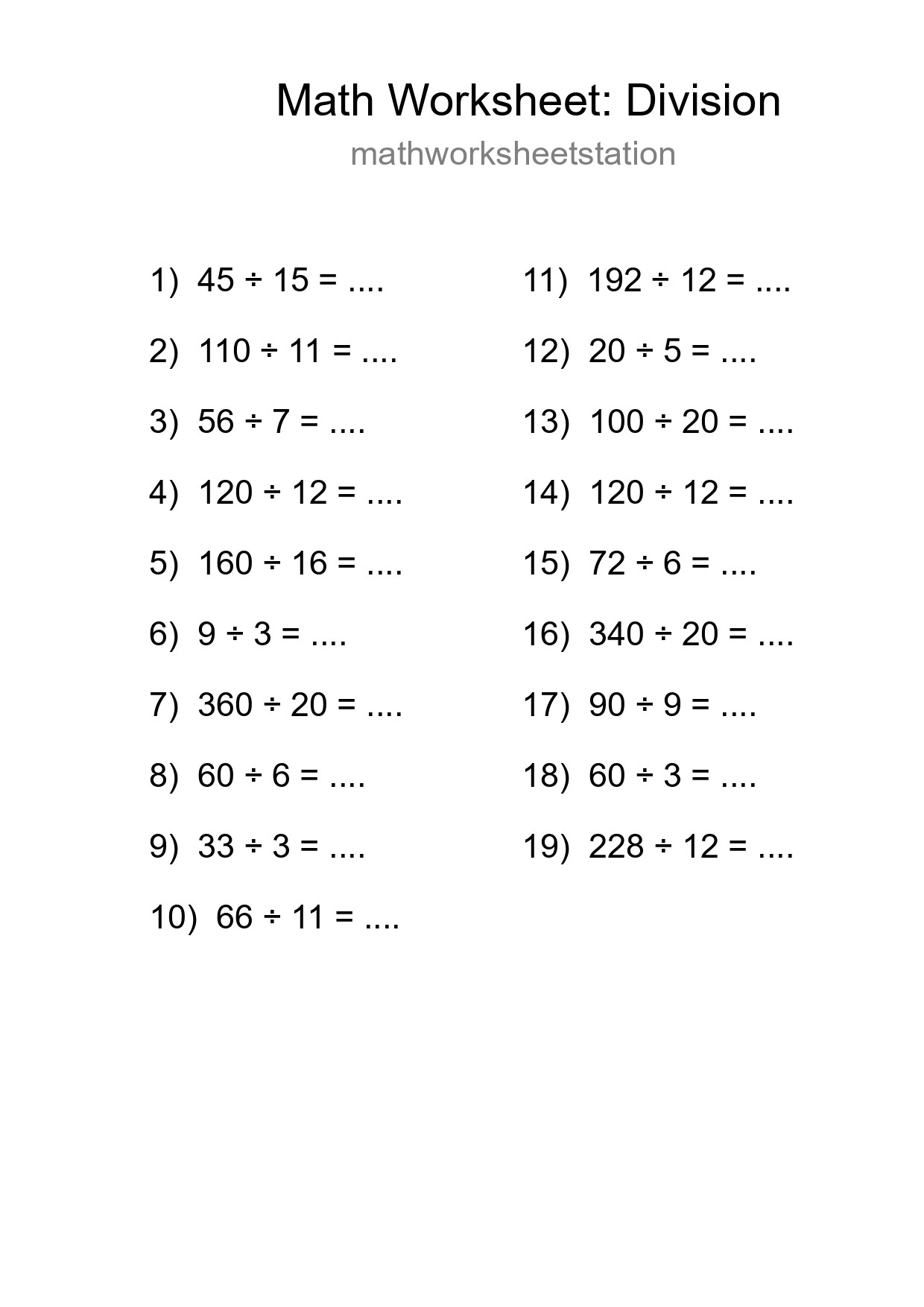 Free 19 Division Math Worksheet For Grade 2 - Part 94