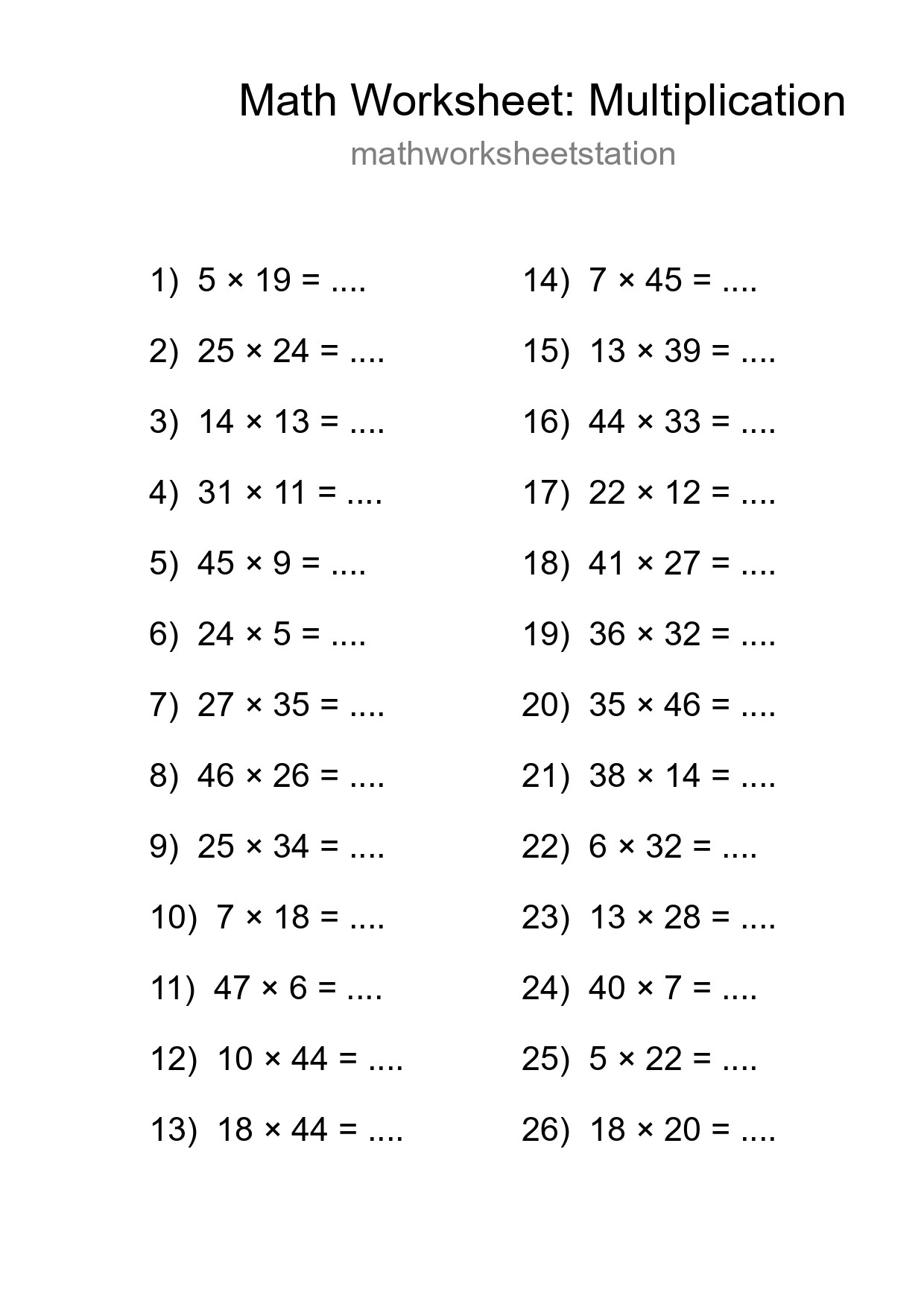 Free 26 Multiplication Math Worksheet For Grade 2 With Answers - Part 57