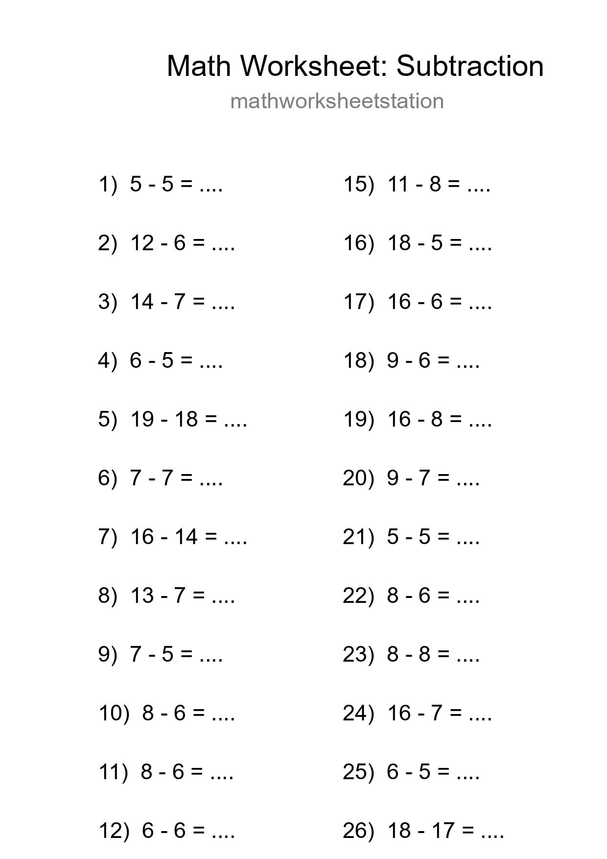 Free 27 Subtraction Math Worksheet For Grade 2 - Part 228