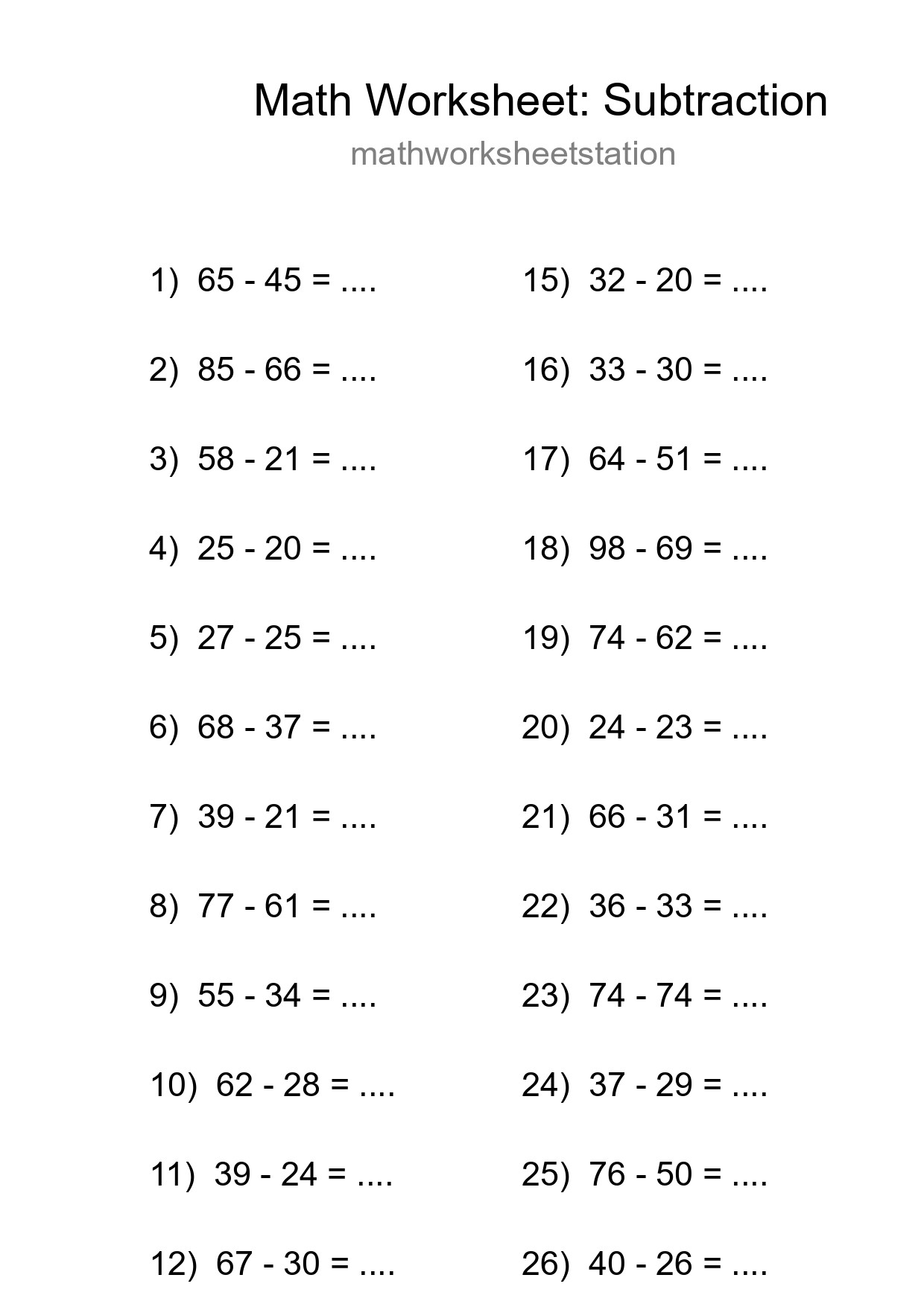 Free 28 Subtraction Math Worksheet For Grade 3 With Answers - Part 148