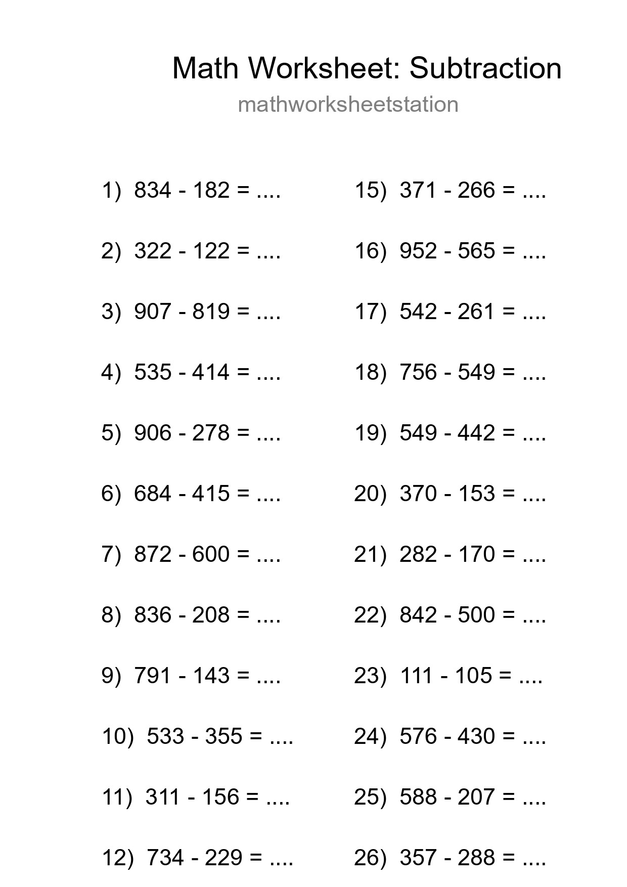 Free 28 Subtraction Math Worksheet For Grade 5 With Answers - Part 238