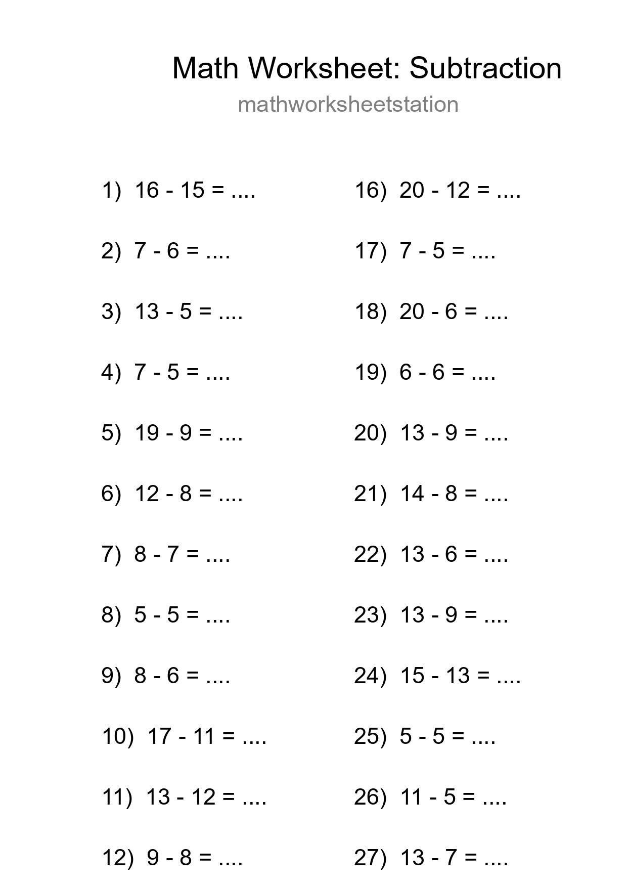 Free 30 Subtraction Math Worksheet For Grade 2 With Answers - Part 8