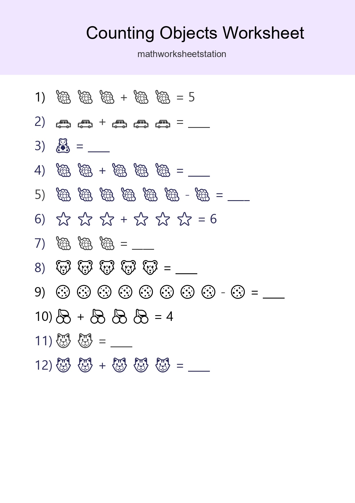 Free Counting Objects Worksheet For Kindergarten - Part 153