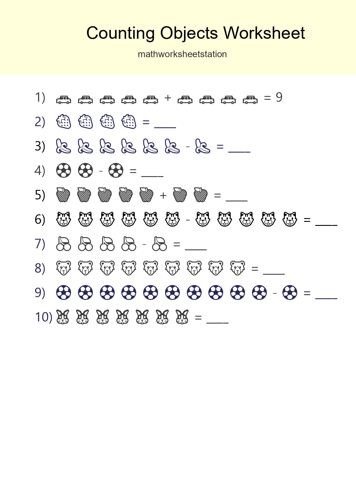 Free Counting Objects Worksheet For Kindergarten - Part 93