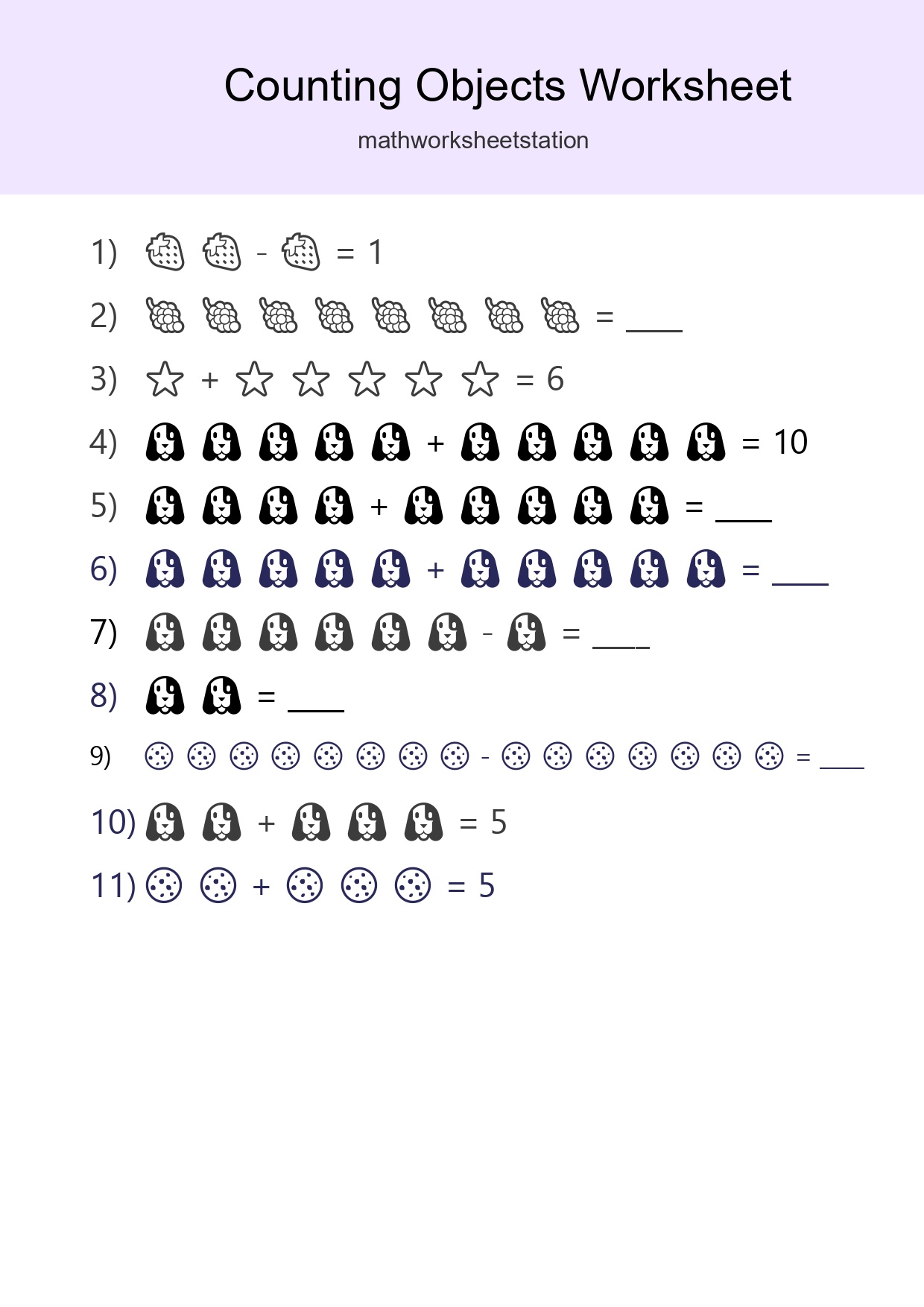 Free Counting Objects Worksheet For Kindergarten Printable - Part 103