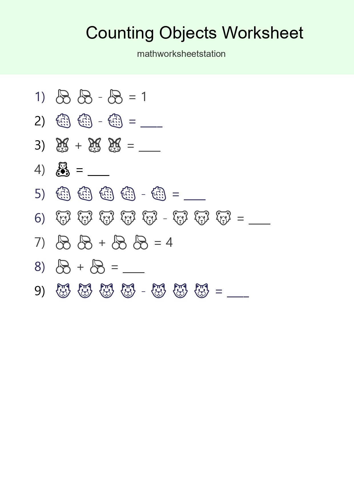 Free Counting Objects Worksheet For Pre-K - Part 273