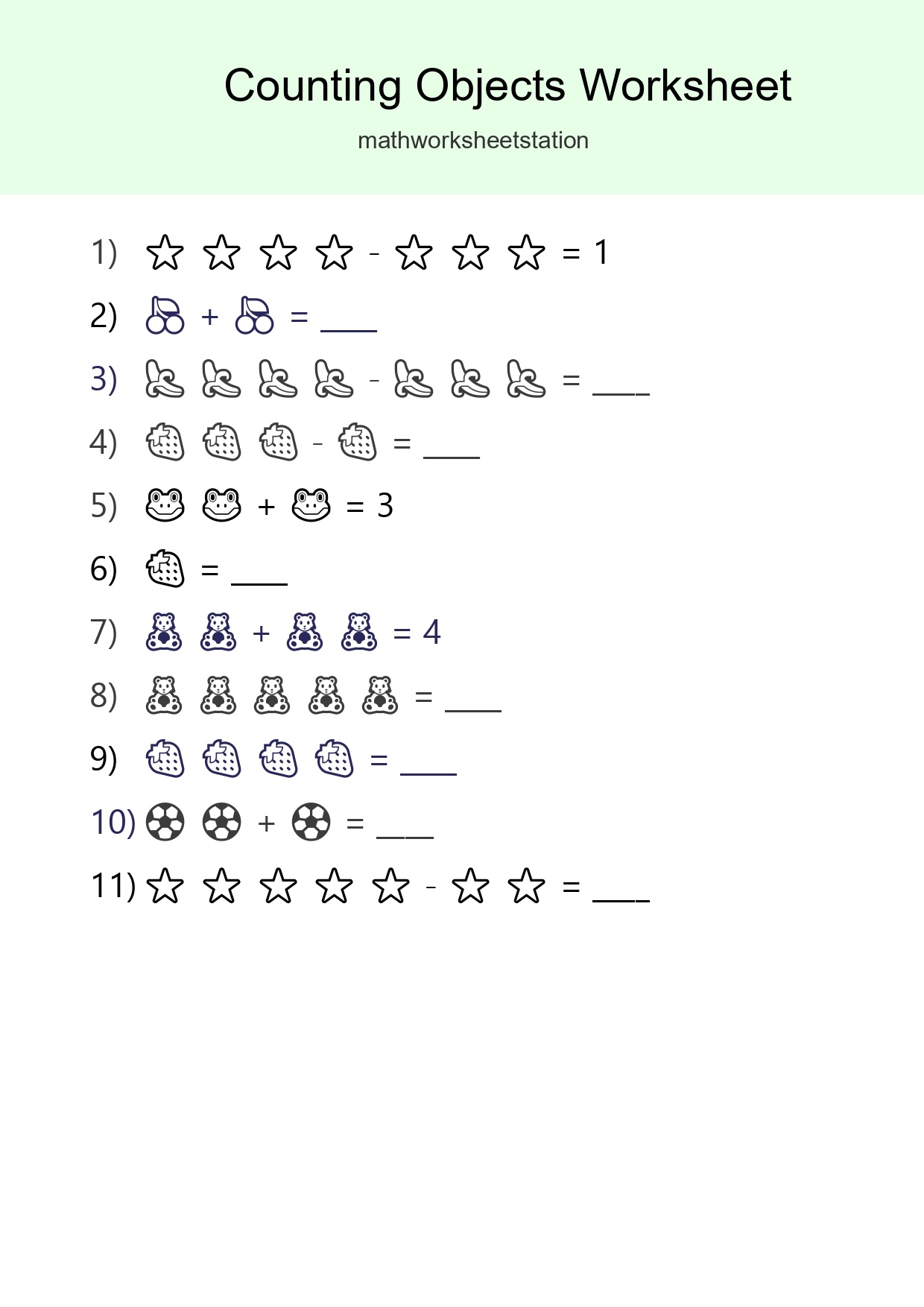 Free Counting Objects Worksheet For Pre-K Printable - Part 13