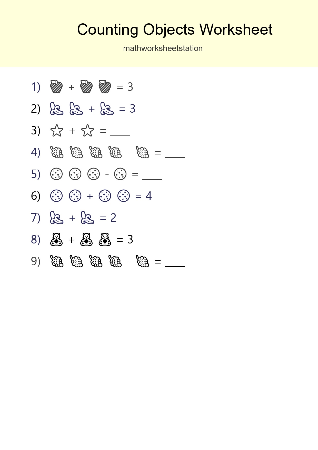 Free Counting Objects Worksheet For Pre-K Printable - Part 163