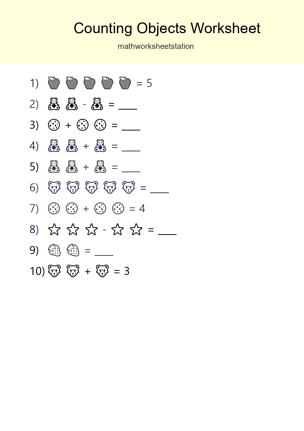 Free Counting Objects Worksheet For Pre-K Printable - Part 243