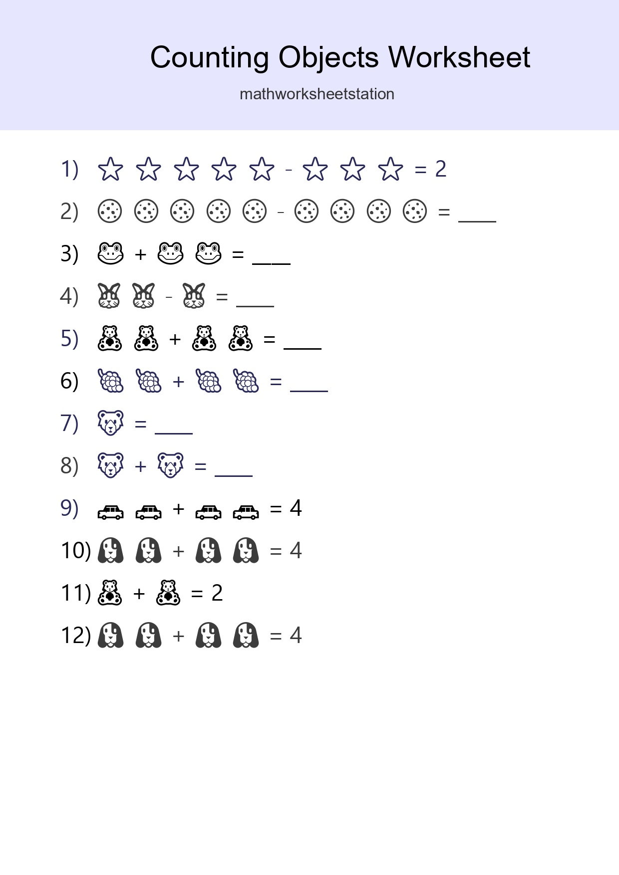 Free Counting Objects Worksheet For Pre-K Printable - Part 263