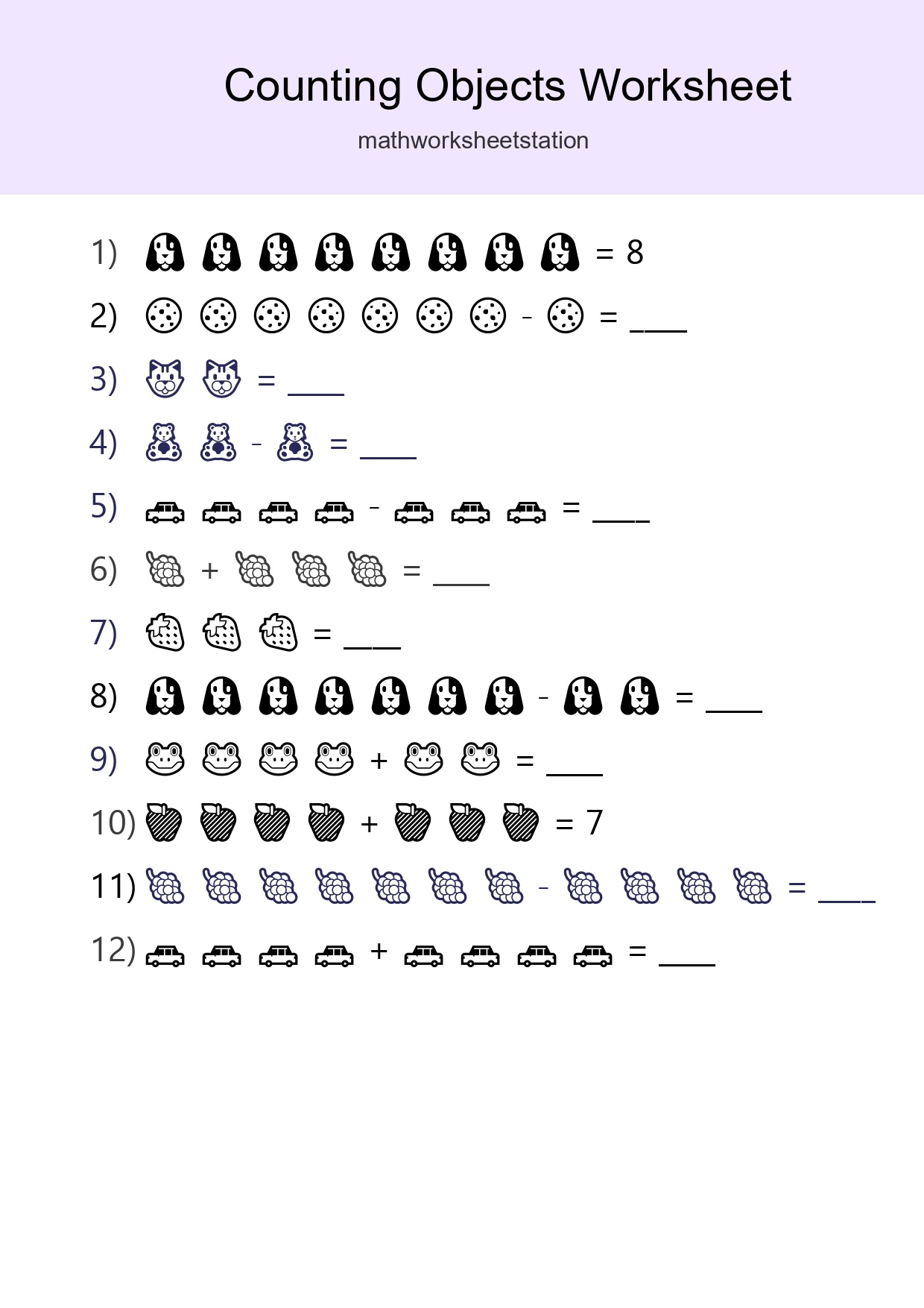 Kindergarten Count The Objects Worksheet - Part 183