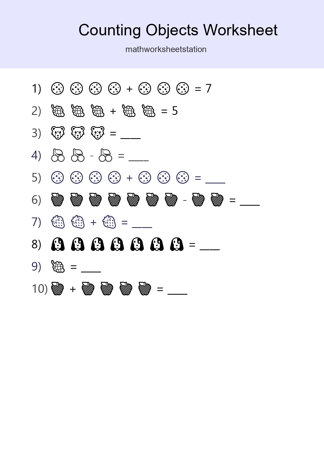 Kindergarten Count The Objects Worksheet - Part 23