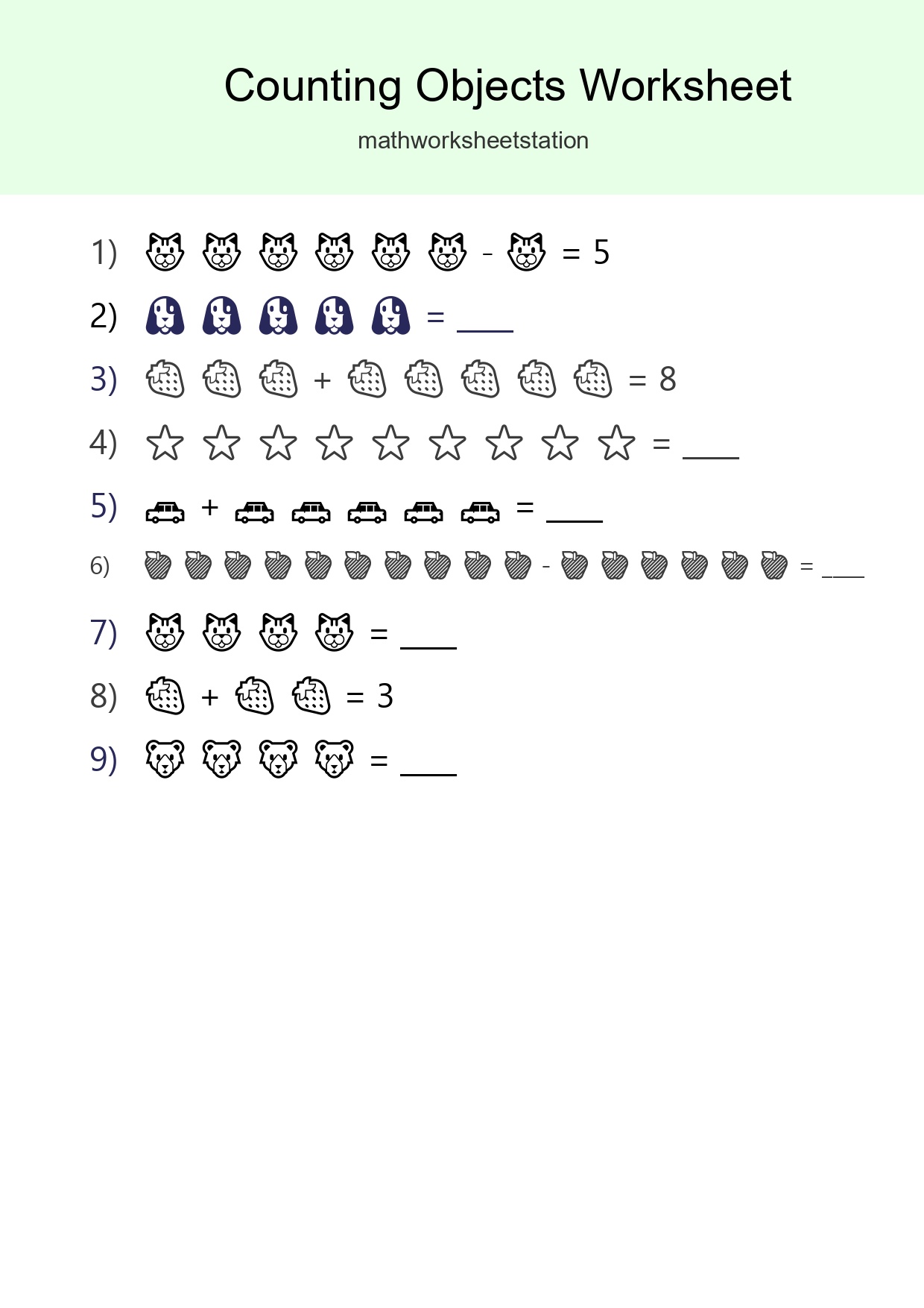 Kindergarten Count The Objects Worksheet - Part 33