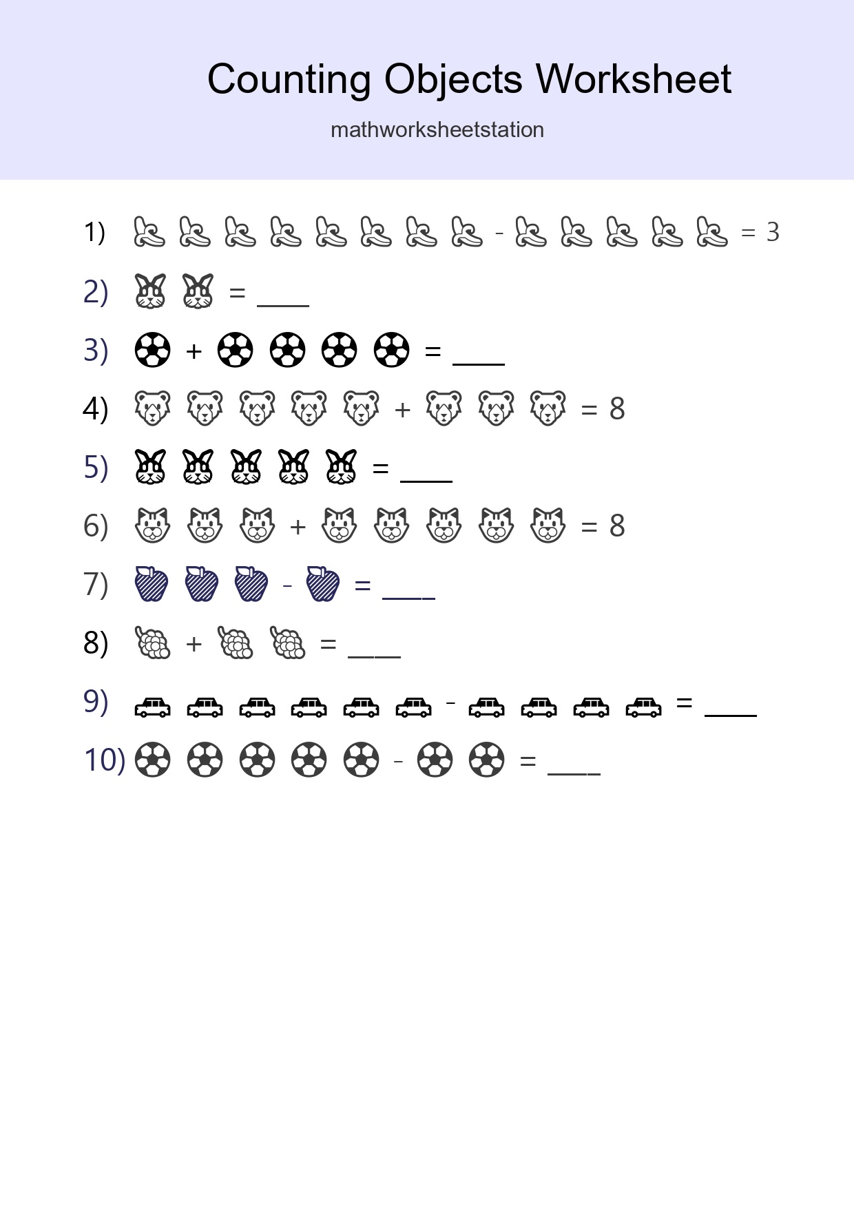 Kindergarten Count The Objects Worksheet - Part 43