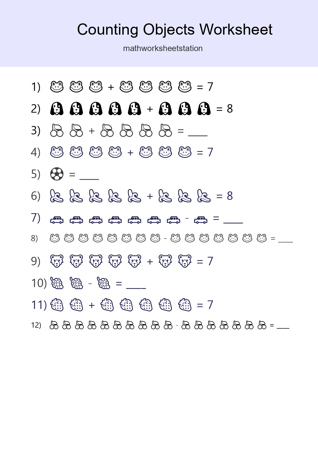 Kindergarten Count The Objects Worksheet - Part 73