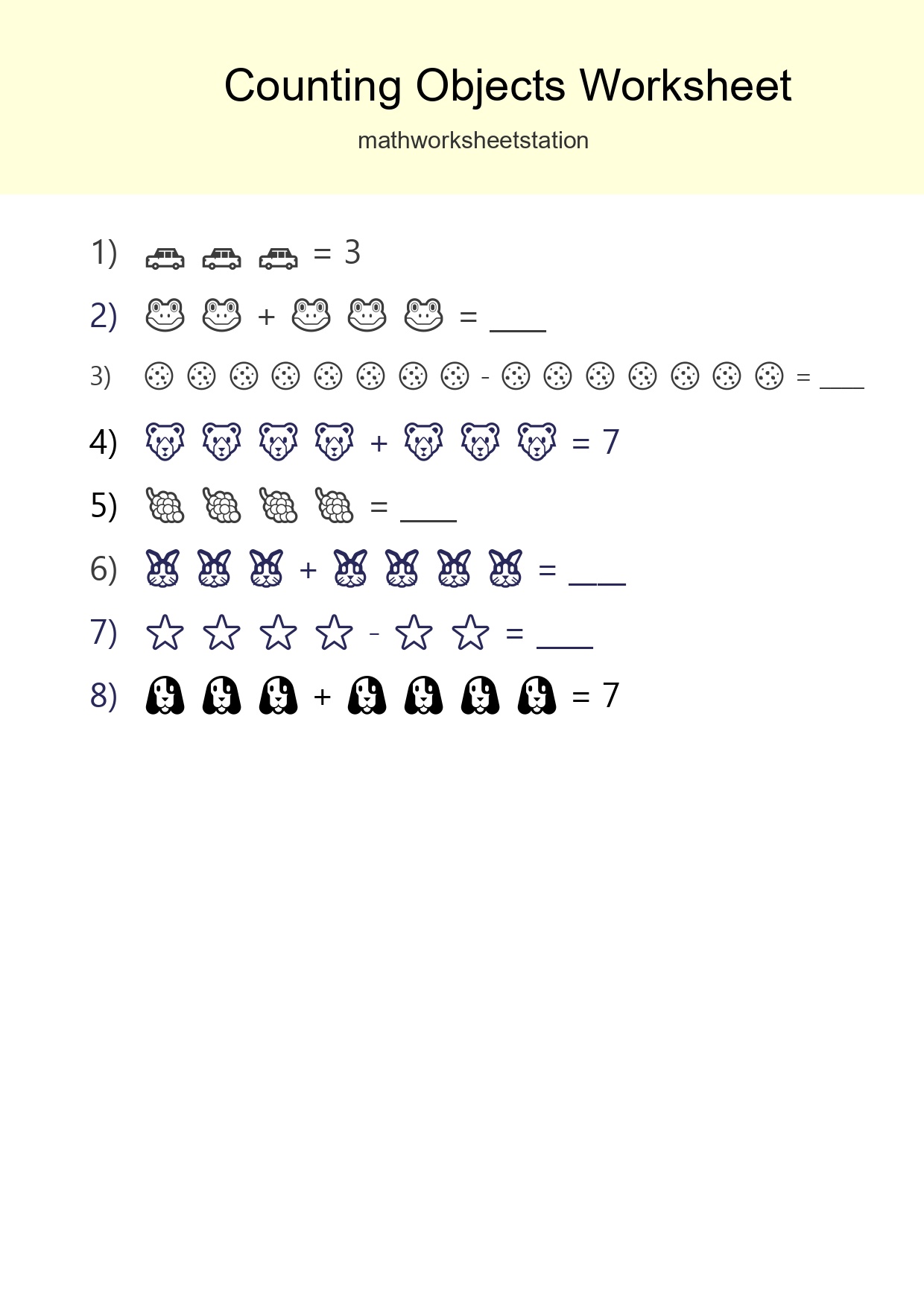 Learn Counting With Pictures Worksheet (Kindergarten) - Part 113