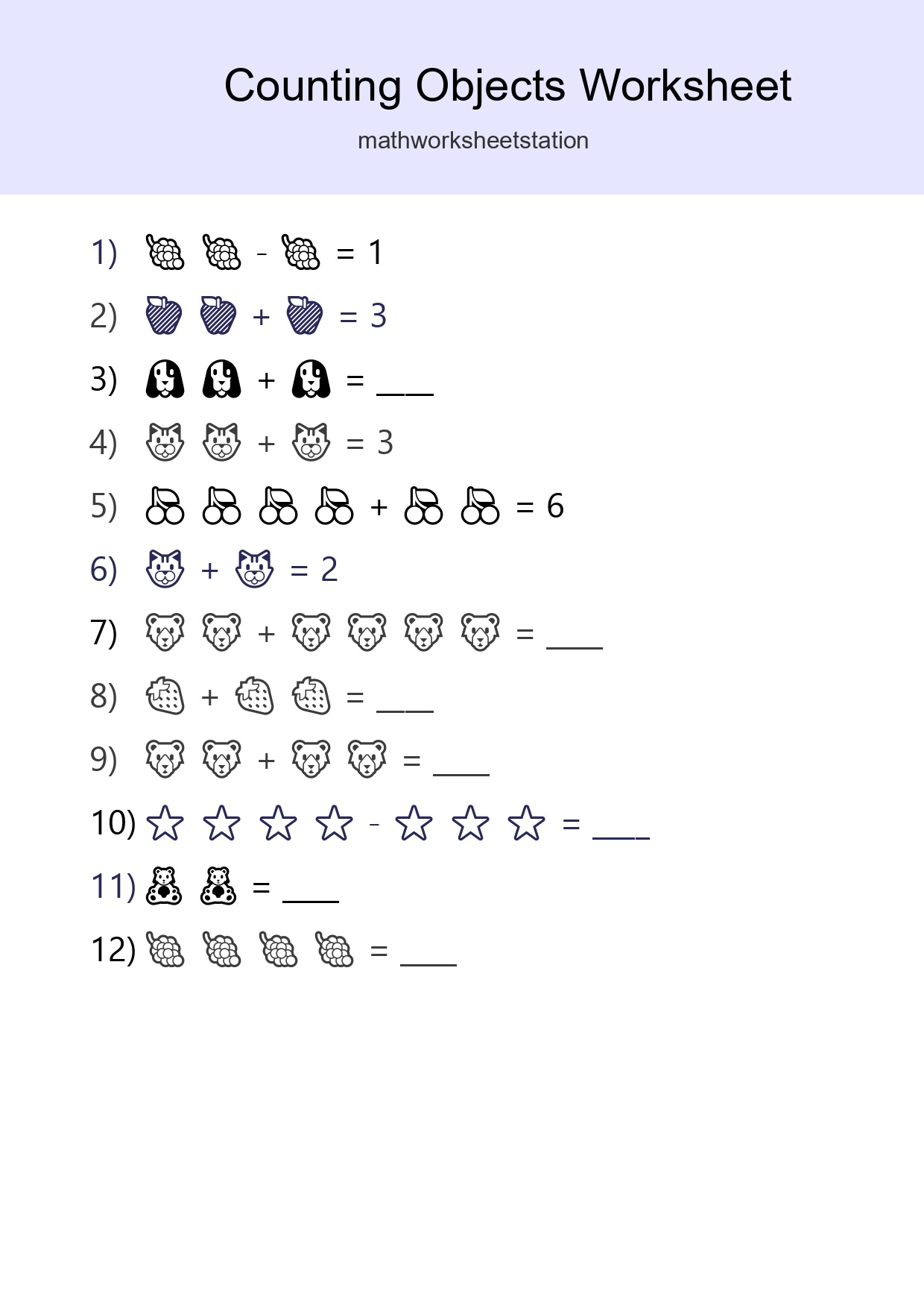Learn Counting With Pictures Worksheet (Kindergarten) - Part 203