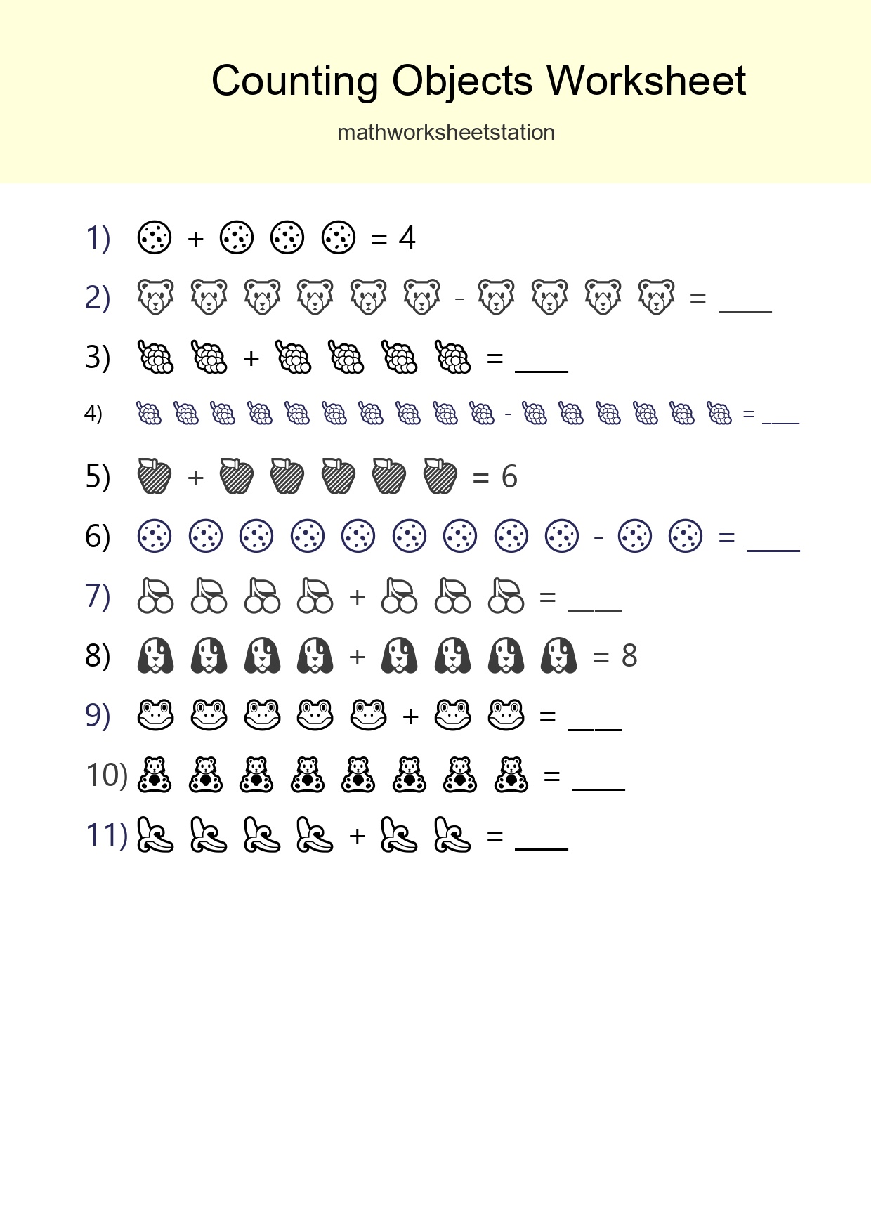 Learn Counting With Pictures Worksheet (Kindergarten) - Part 213
