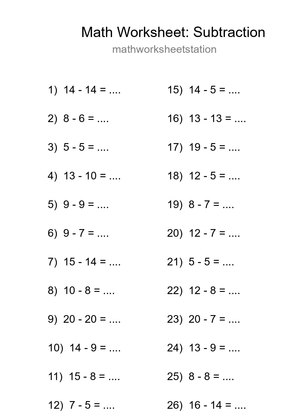 Printable Free 28 Subtraction Math Worksheet For Grade 2 - Part 128